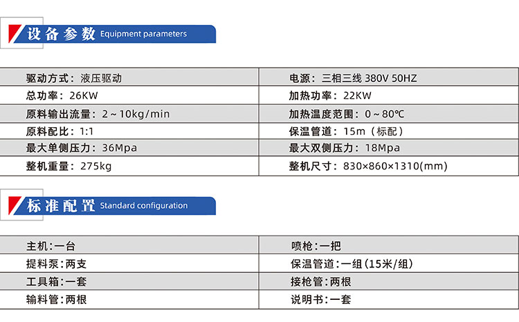 JX-H5600液壓聚脲噴涂機參數